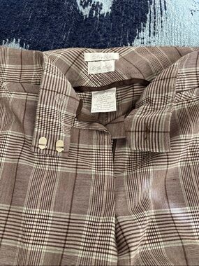 Brown Plaid Boot Cut Pants